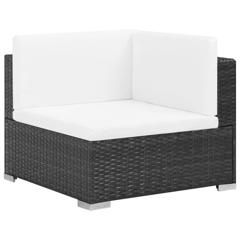 8 Piece Patio Lounge Set with Cushions Poly Rattan Black