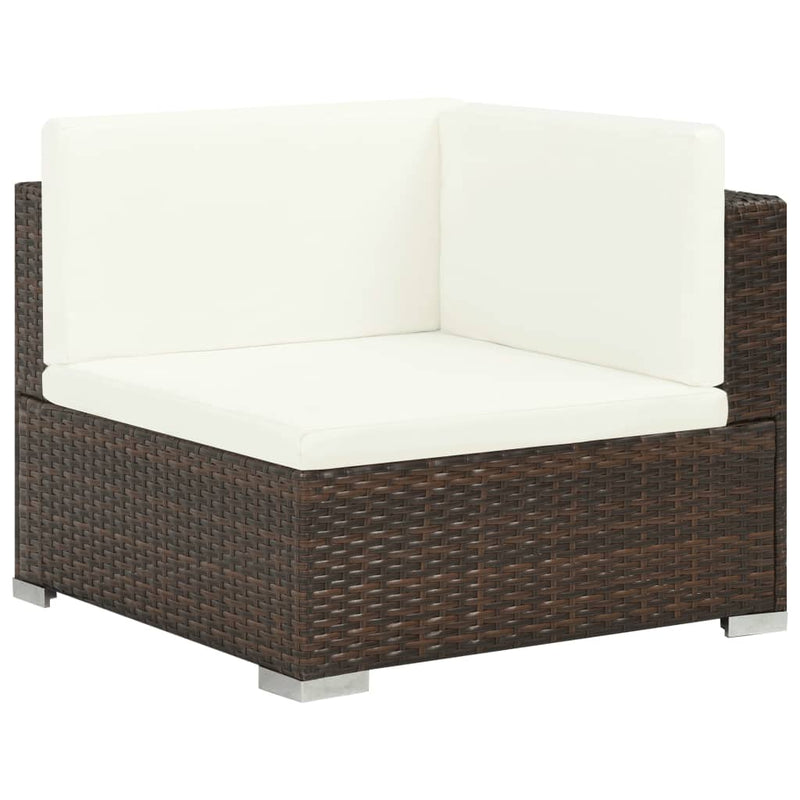 8 Piece Patio Lounge Set with Cushions Poly Rattan Brown