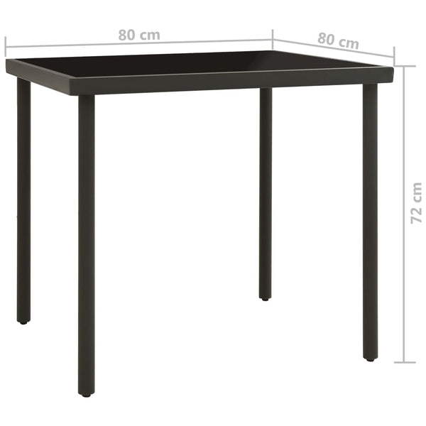Patio Dining Table Anthracite 31.5"x31.5"x28.3" Glass and Steel