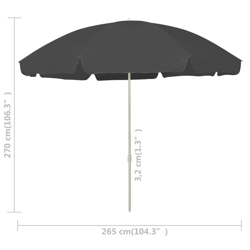 Beach Umbrella Anthracite 118.1"