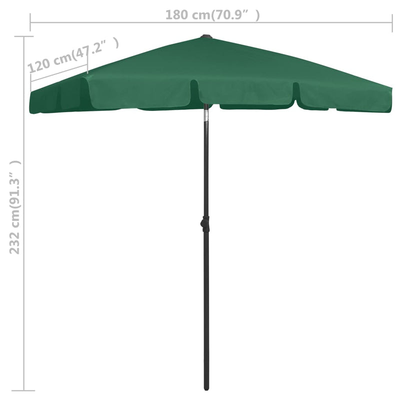 Beach Umbrella Green 70.9"x47.2"