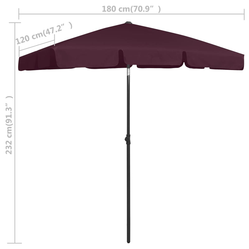 Beach Umbrella Bordeaux Red 70.9"x47.2"
