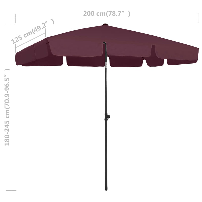 Beach Umbrella Bordeaux Red 78.7"x49.2"