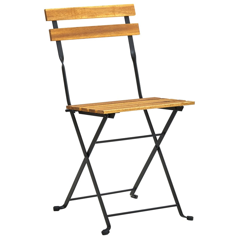 Folding Patio Chairs 2 pcs Steel and Solid Acacia Wood