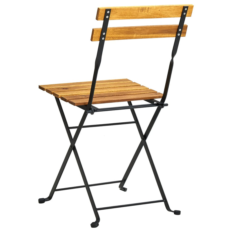 Folding Patio Chairs 2 pcs Steel and Solid Acacia Wood