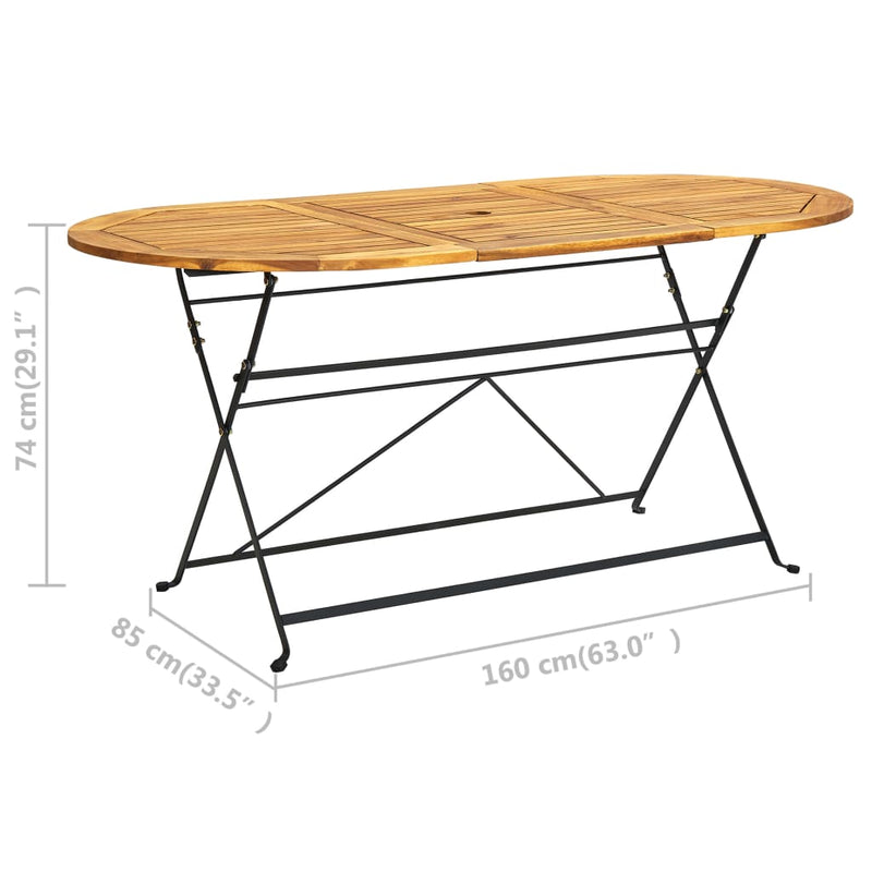 Patio Table 63"x33.5"x29.1" Solid Acacia Wood Oval