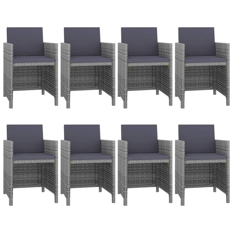 9 Piece Patio Dining Set with Cushions Poly Rattan Anthracite