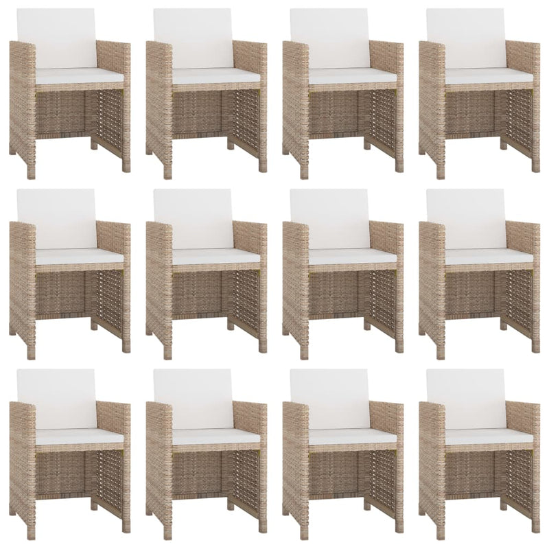 13 Piece Patio Dining Set with Cushions Poly Rattan Beige