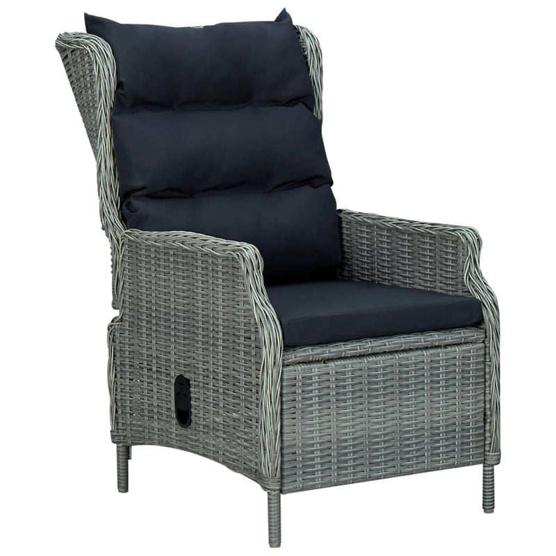 Reclining Patio Chair with Cushions Poly Rattan Light Gray