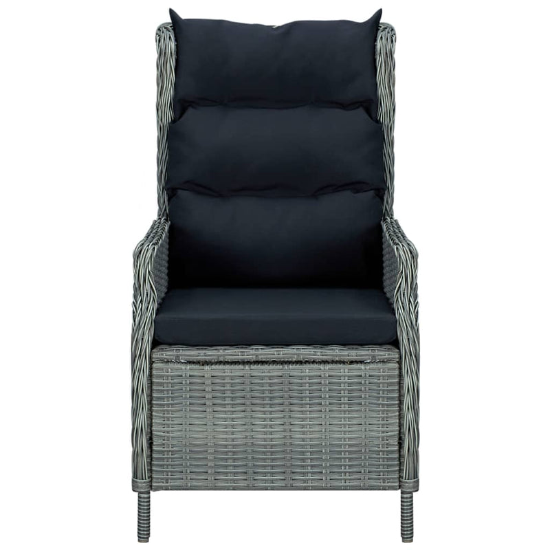 Reclining Patio Chair with Cushions Poly Rattan Light Gray