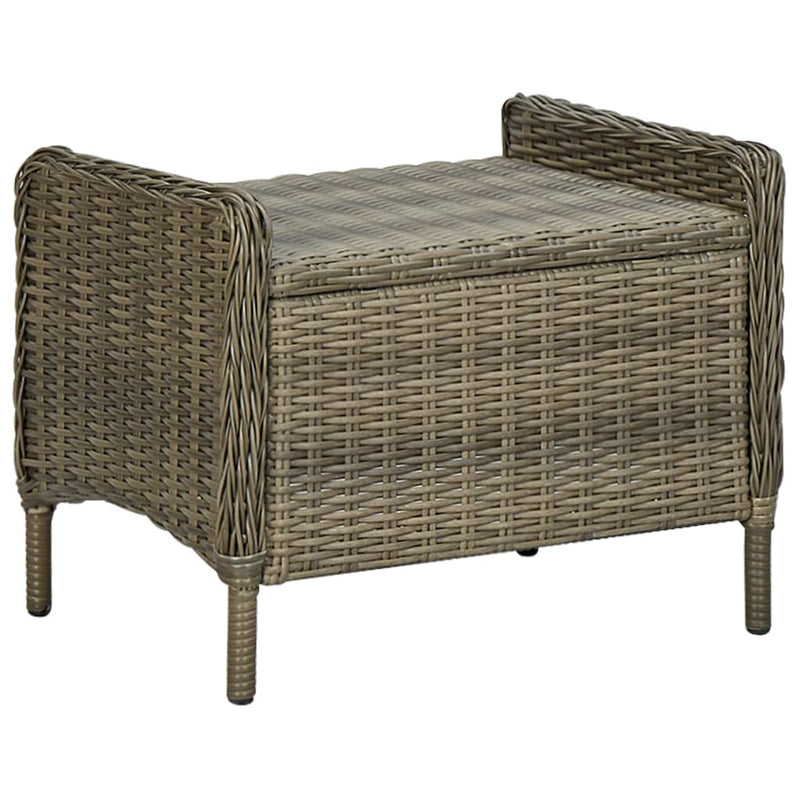 Reclining Patio Chair with Footstool Poly Rattan Brown