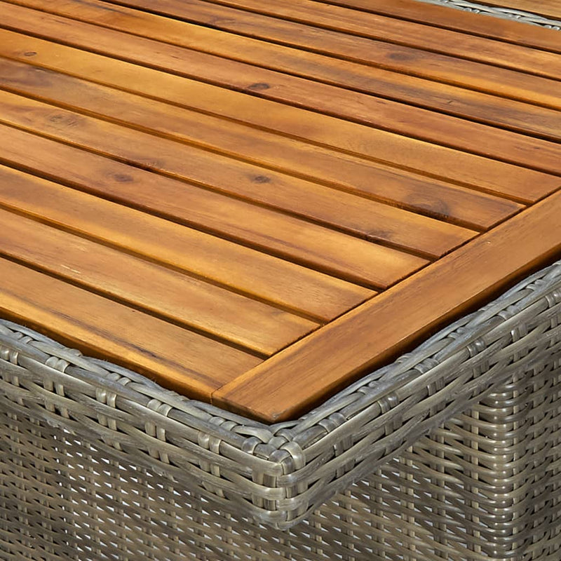 Patio Table Brown Poly Rattan and Solid Acacia Wood