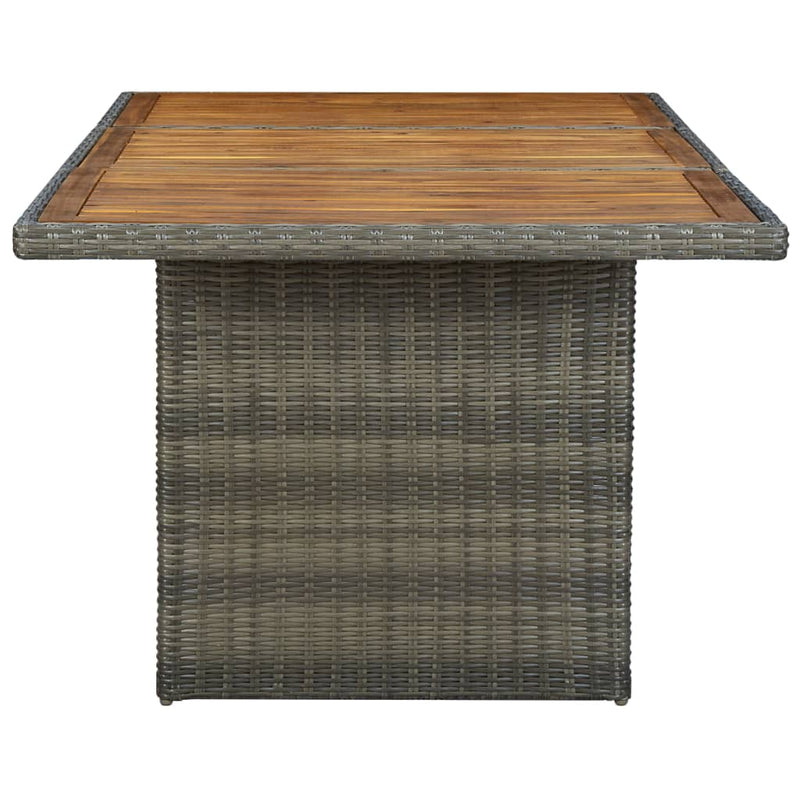 Patio Table Brown Poly Rattan and Solid Acacia Wood