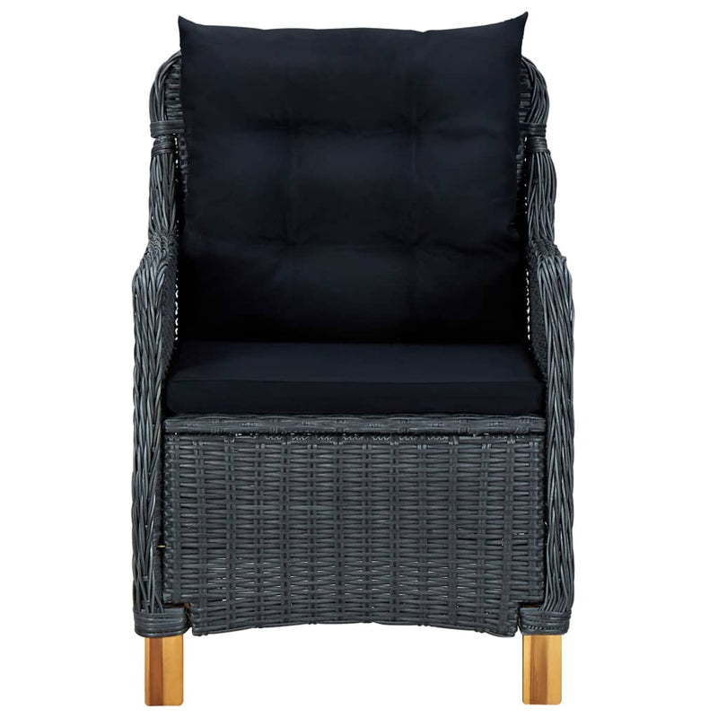 Patio Chairs with Cushions 2 pcs Poly Rattan Dark Gray