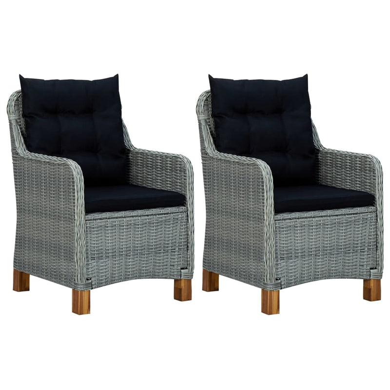 Patio Chairs with Cushions 2 pcs Poly Rattan Light Gray