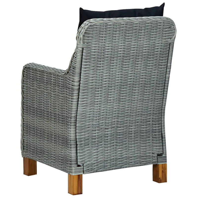 Patio Chairs with Cushions 2 pcs Poly Rattan Light Gray
