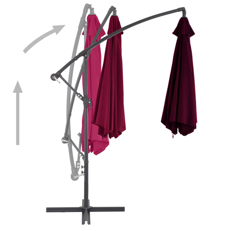 Cantilever Umbrella with Aluminum Pole Bordeaux Red 118.1"