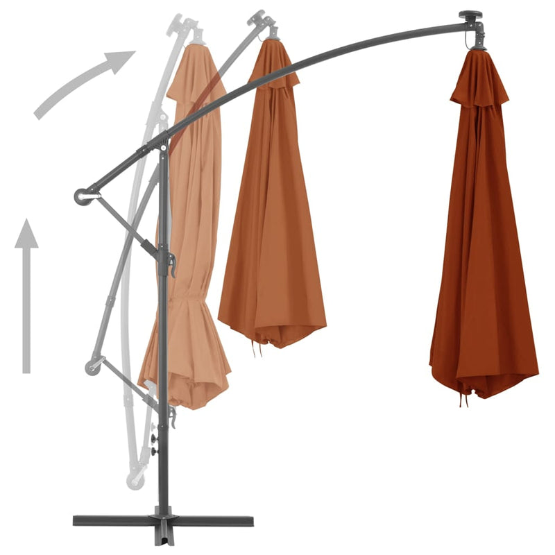 Cantilever Umbrella with LED Lights Terracotta 137.8"