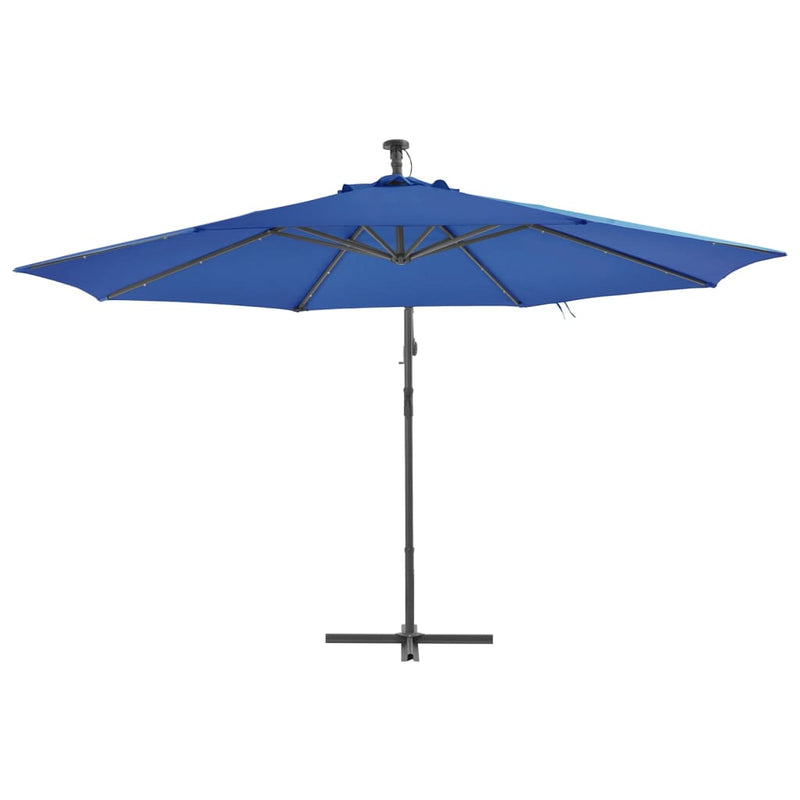Cantilever Umbrella with LED Lights Azure Blue 137.8"