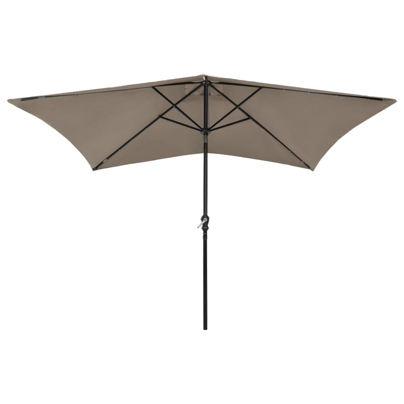 Parasol with LEDs and Steel Pole Taupe 6.6'x9.8'