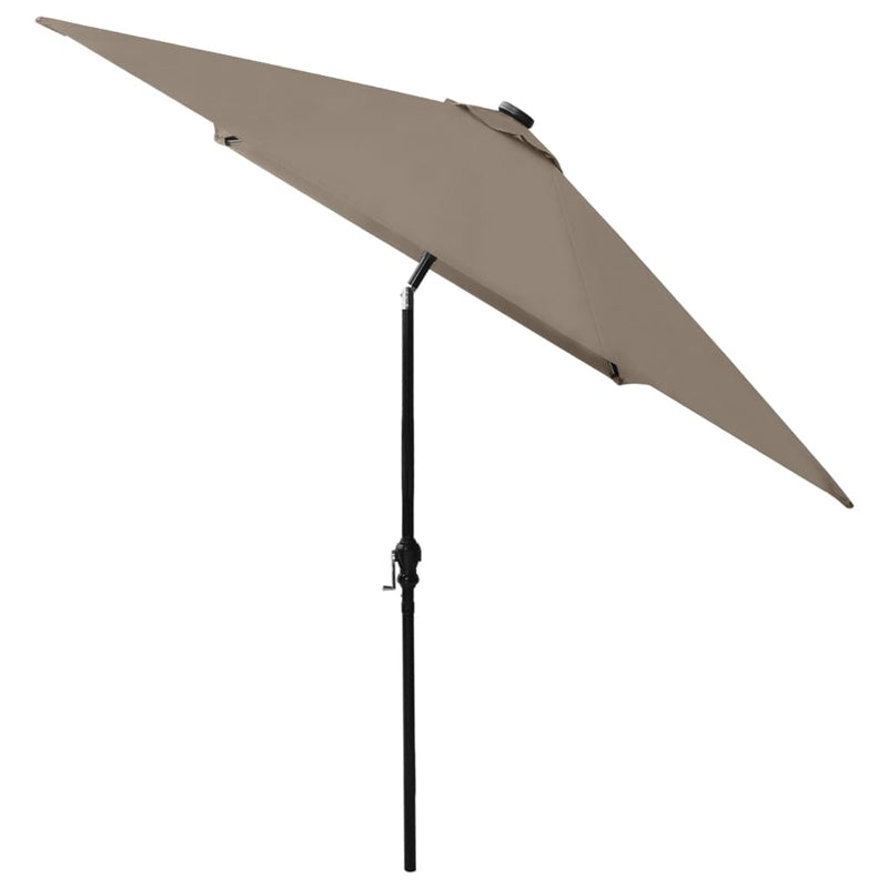 Parasol with LEDs and Steel Pole Taupe 6.6'x9.8'