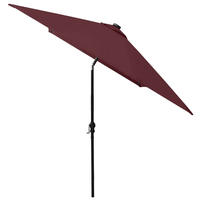 Parasol with LEDs and Steel Pole Bordeaux Red 6.6'x9.8'