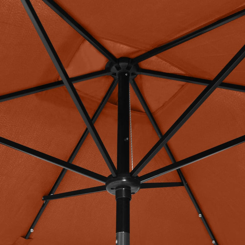 Parasol with LEDs and Steel Pole Terracotta 6.6'x9.8'