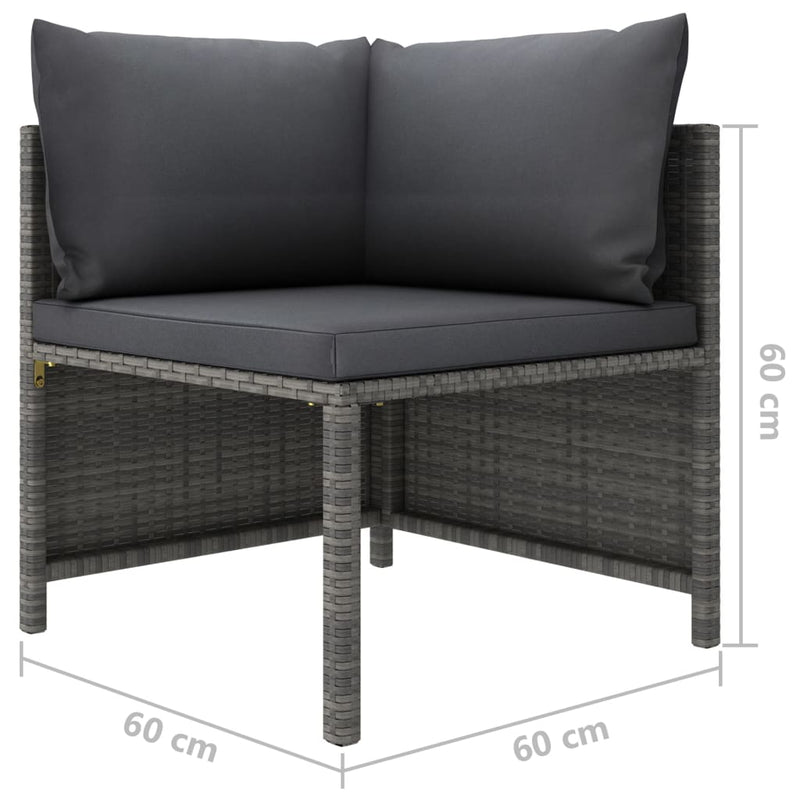 Sectional Corner Sofa with Cushions Gray Poly Rattan