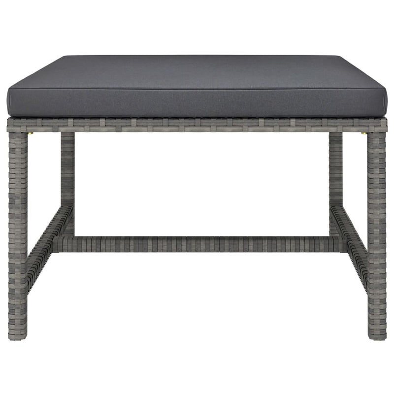 Sectional Footrest with Cushion Gray Poly Rattan
