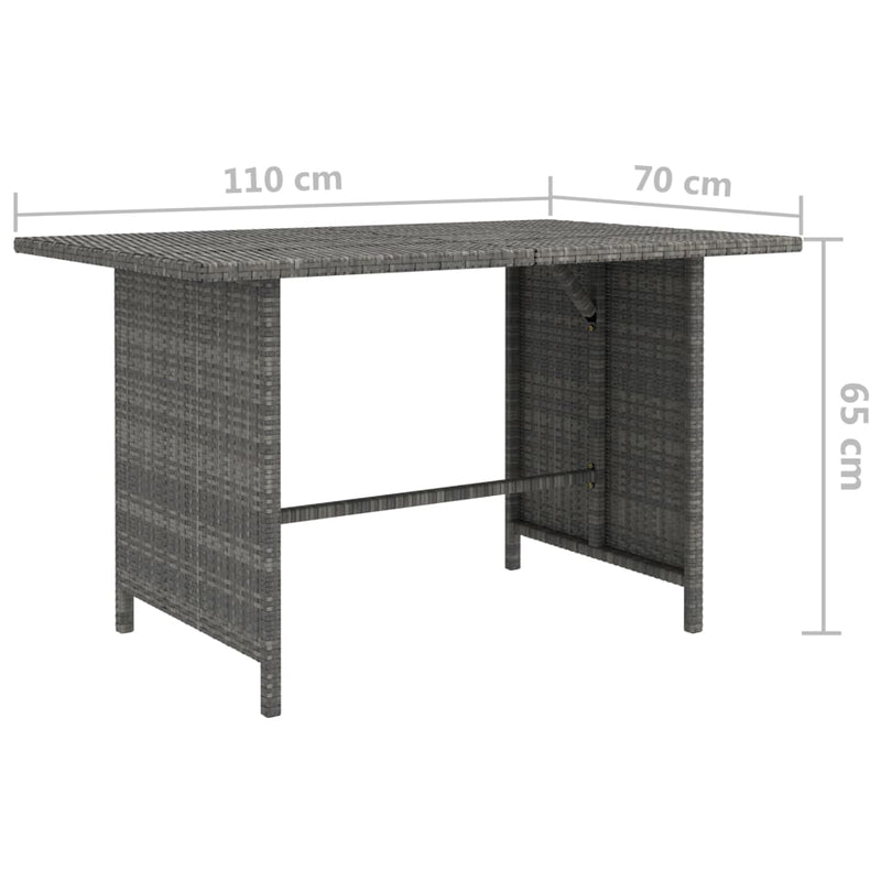 Patio Dining Table Gray 43.3"x27.6"x25.6" Poly Rattan