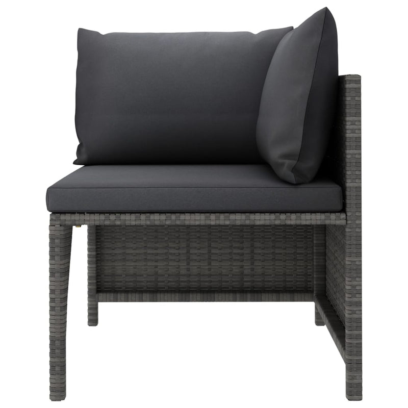 3-Seater Patio Sofa with Cushions Gray Poly Rattan