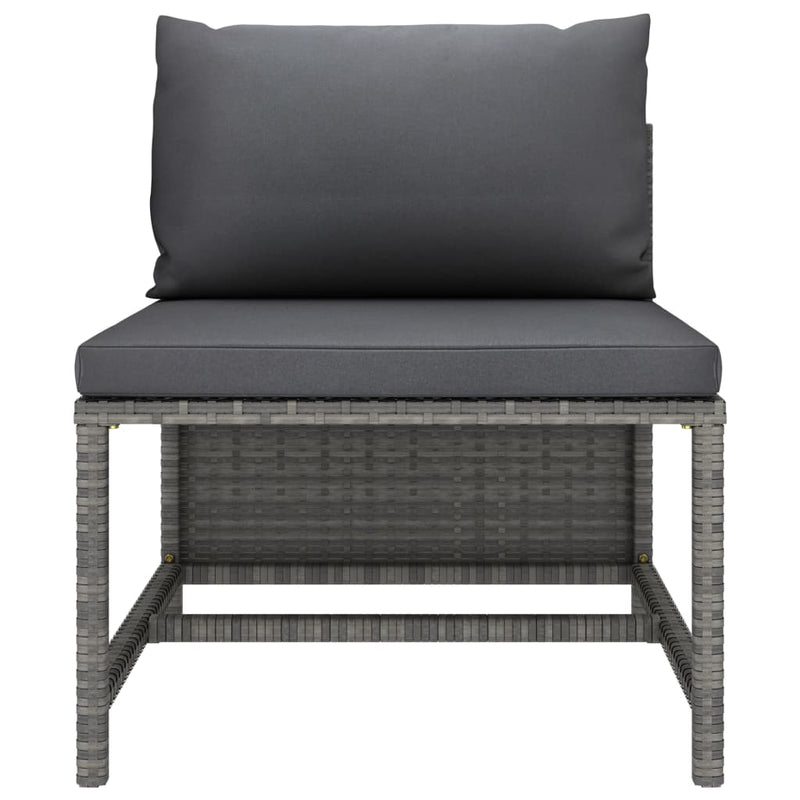 3-Seater Patio Sofa with Cushions Gray Poly Rattan