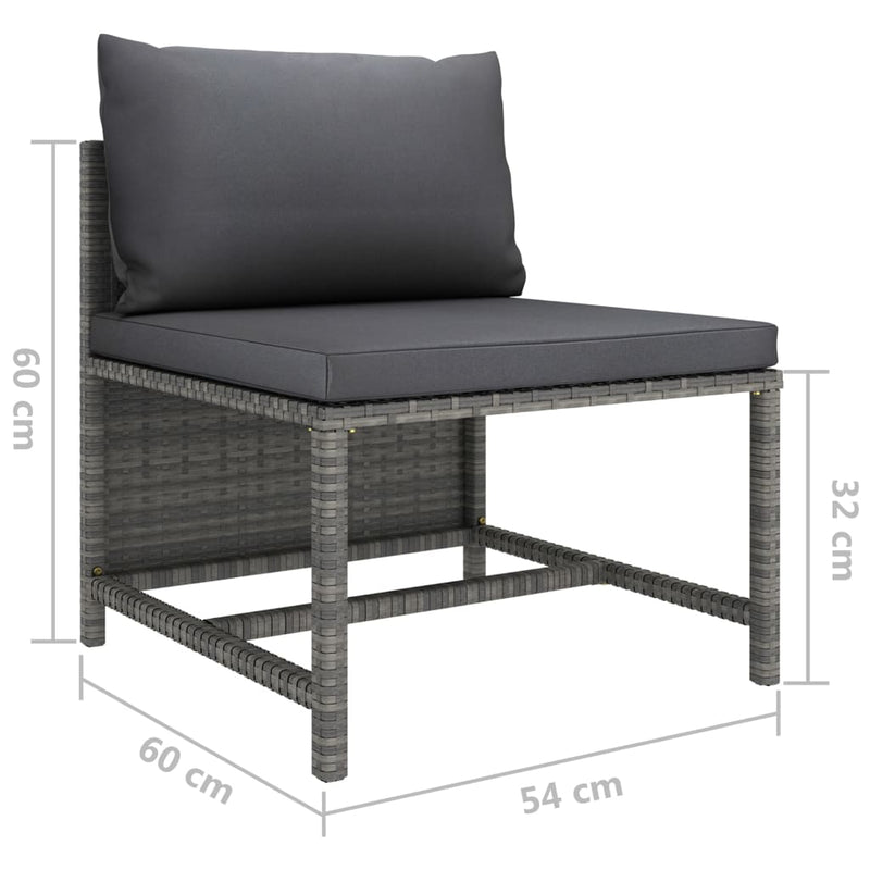 4-Seater Patio Sofa with Cushions Gray Poly Rattan