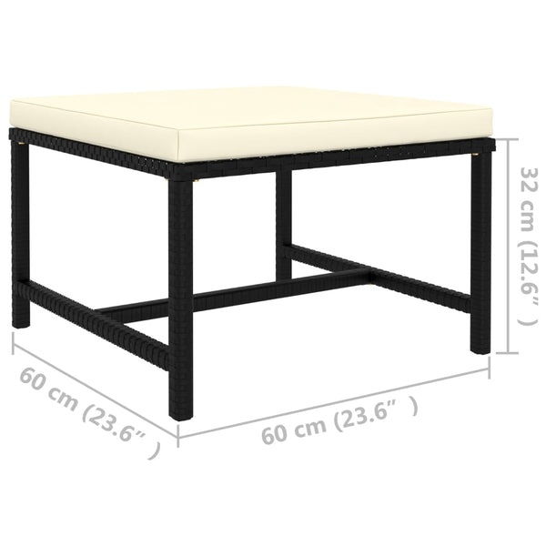 Sectional Footrest with Cushion Black Poly Rattan