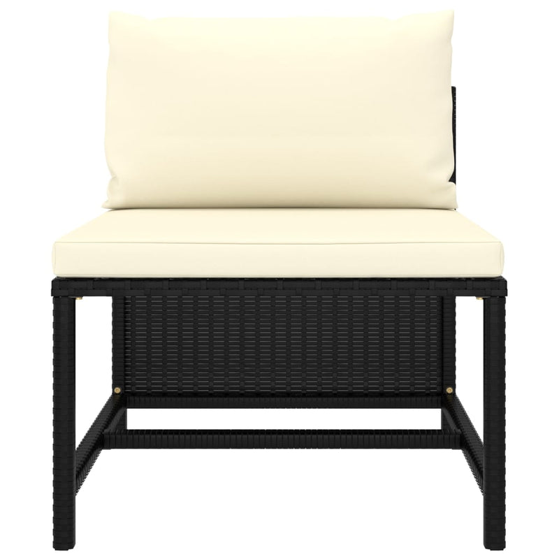 4-Seater Patio Sofa with Cushions Black Poly Rattan