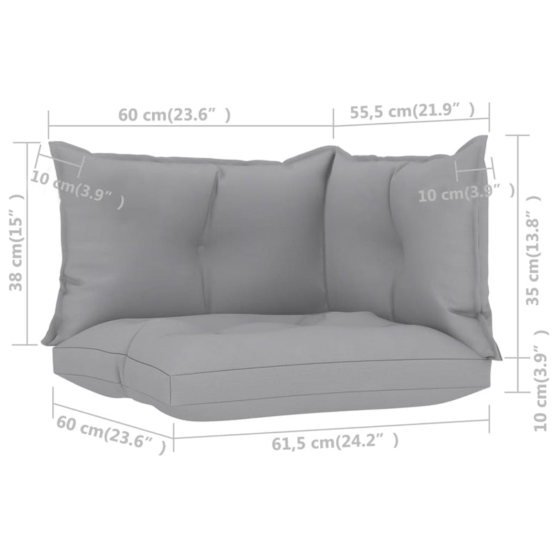 Pallet Sofa Cushions 3 pcs Gray Fabric