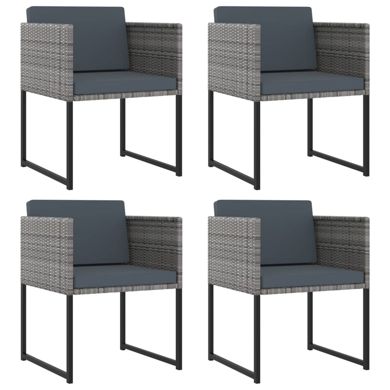 9 Piece Patio Dining Set with Cushions Poly Rattan Gray