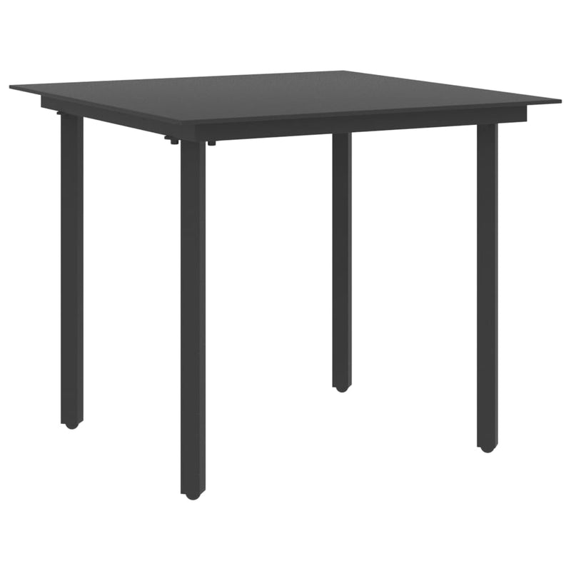 Patio Dining Table Black 31.5"x31.5"x29.1" Steel and Glass