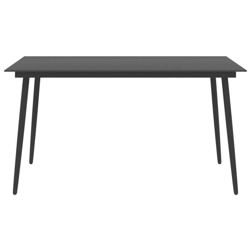 Patio Dining Table Black 59.1"x35.4"x29.1" Steel and Glass
