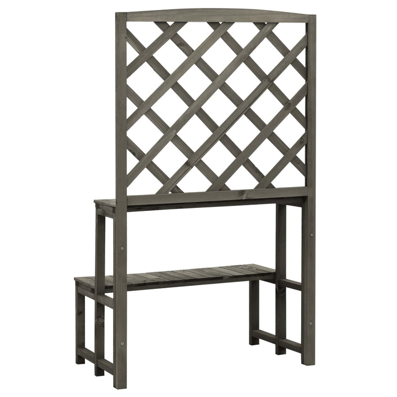 Plant Stand with Trellis Gray 27.6"x16.5"x47.2" Solid Firwood