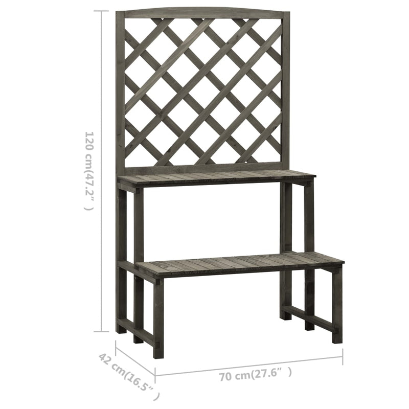 Plant Stand with Trellis Gray 27.6"x16.5"x47.2" Solid Firwood