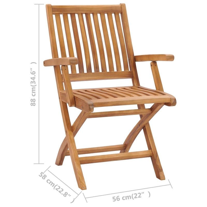 Folding Patio Chairs 2 pcs Solid Teak Wood