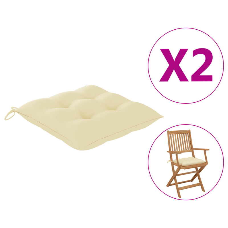 Chair Cushions 2 pcs Cream White 15.7x15.7"x2.8" Fabric"