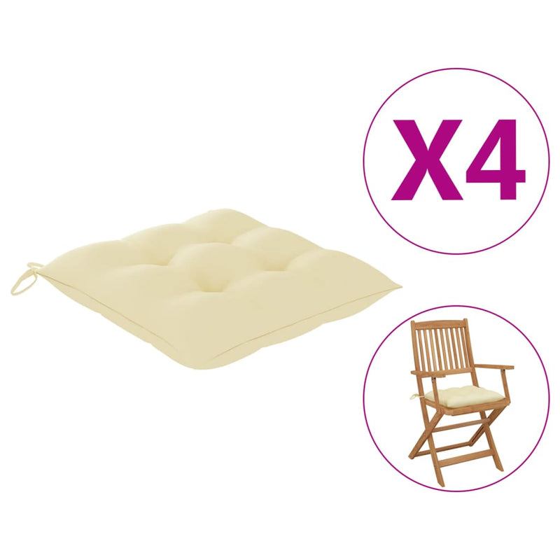 Chair Cushions 4 pcs Cream White 15.7x15.7"x2.8" Fabric"