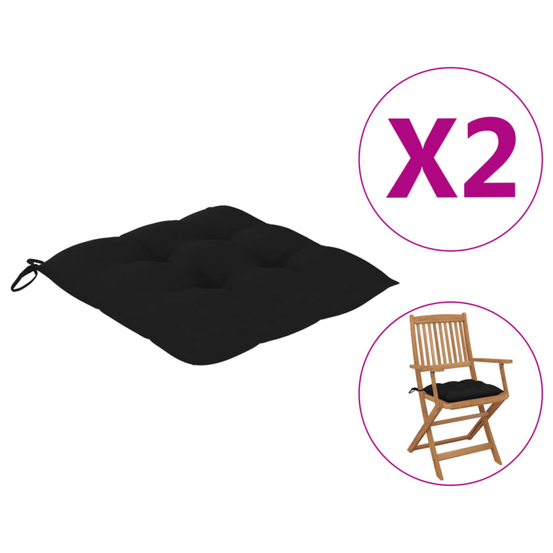 Chair Cushions 2 pcs Black 15.7x15.7"x2.8" Fabric"
