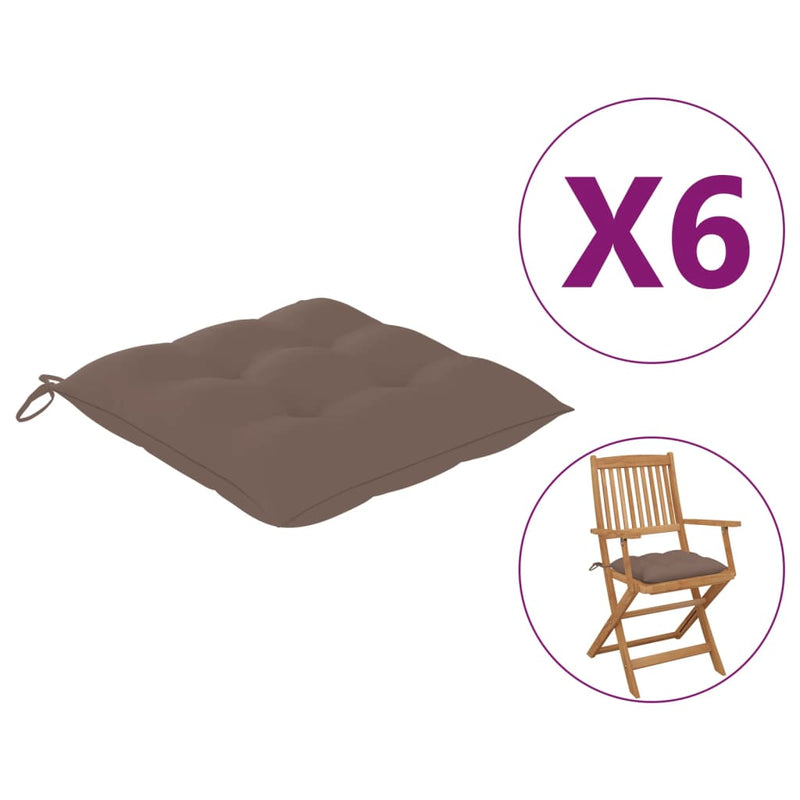 Chair Cushions 6 pcs Taupe 15.7x15.7"x2.8" Fabric"