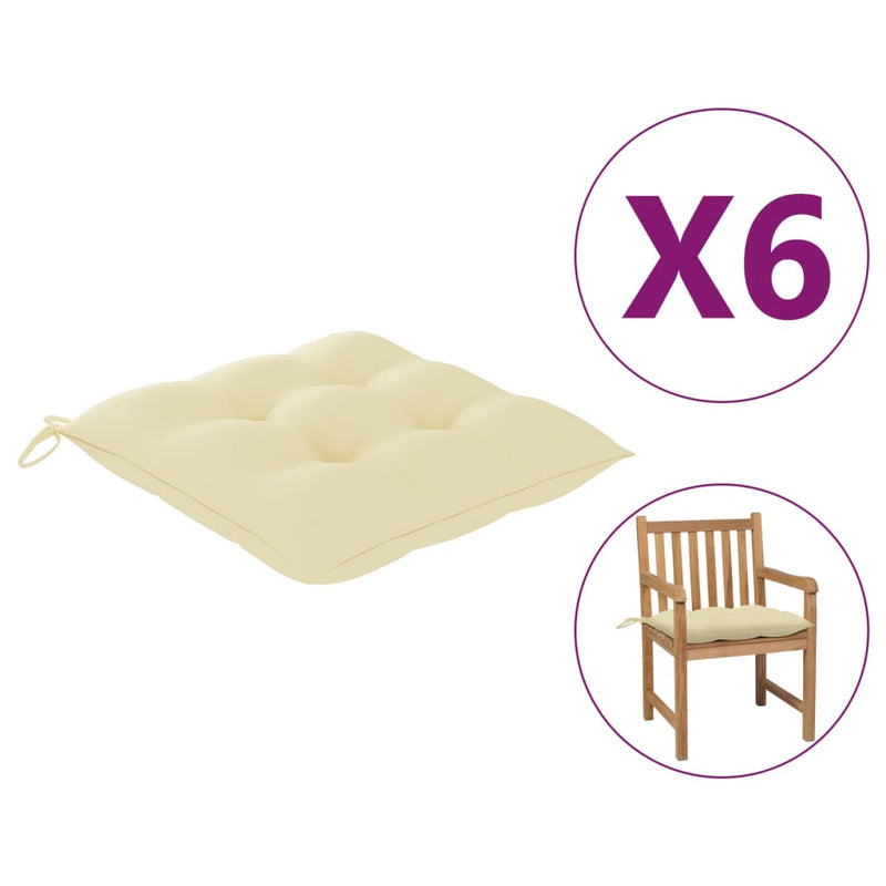 Chair Cushions 6 pcs Cream White 19.7x19.7"x2.8" Fabric"
