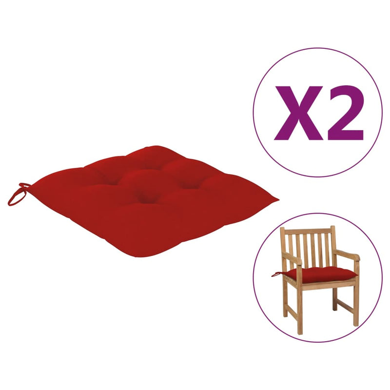 Chair Cushions 2 pcs Red 19.7"x19.7"x2.8" Fabric