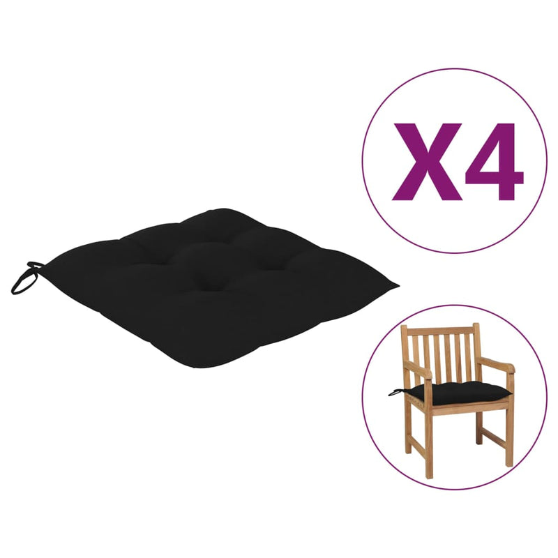 Chair Cushions 4 pcs Black 19.7"x19.7"x2.8" Fabric