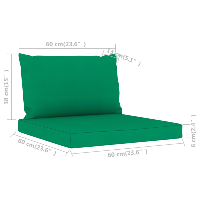 Pallet Sofa Cushions 2 pcs Green Fabric